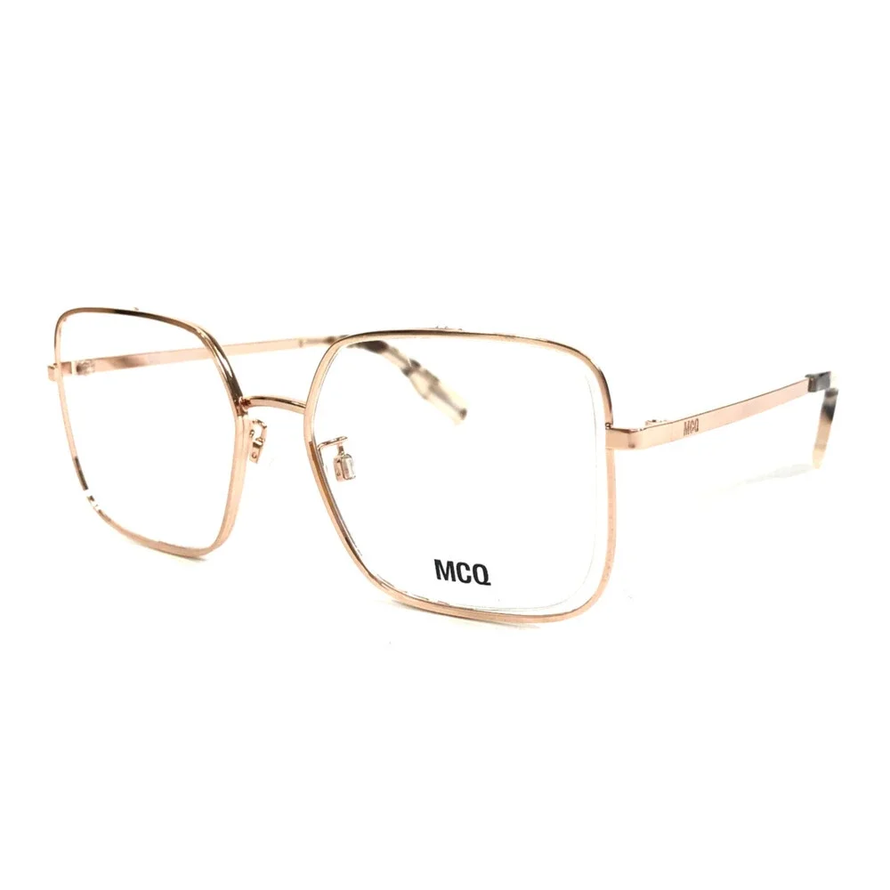 Alexander McQueen Eyeglasses Frames MQ0318O 003 Polished Gold Semi Rim 52-18-140